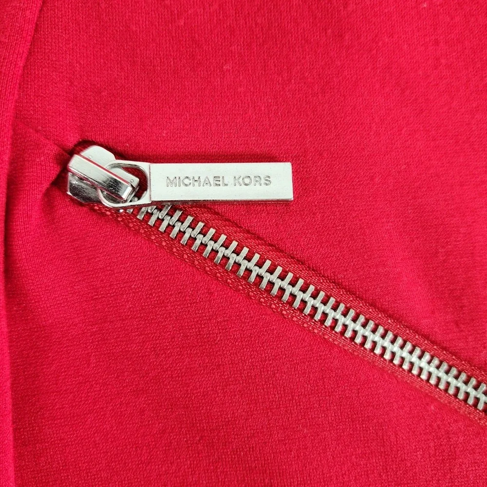 MICHAEL KORS Long Sleeve A-line Zip Ponte Dress Red Blaze 14